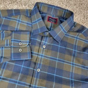 Untuckit Mens XL Brown Plaid Performance Button Up Long Sleeve Flannel